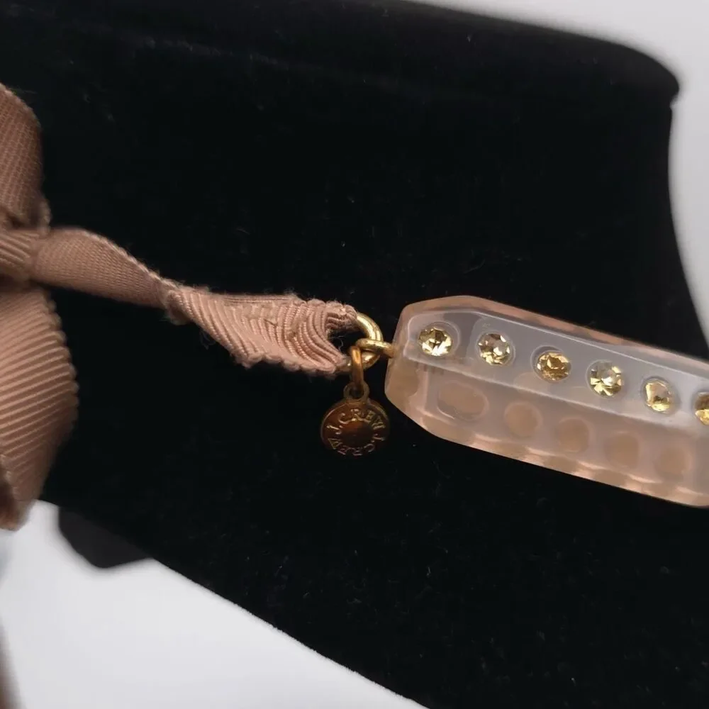 J.Crew Bead Necklace Rose Colored Oblong Rhinestones‎ Rose Ribbon Pink